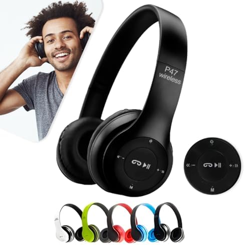 Fone de Ouvido Headphone P47 Sem Fio Bluetooth Wireless Micro Sd 5.0 Dobrável Com Microfone Regulável Para Corrida Academia Escritório Caminhada Linha Premium (Preto)